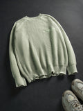 Light Mint Green Oversized Ribbed Knit Crewneck Sweater