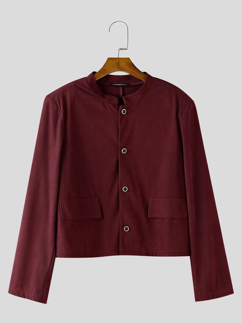 Burgundy Corduroy 2-Piece Set (Cropped Jacket + Wide-Leg Pants)