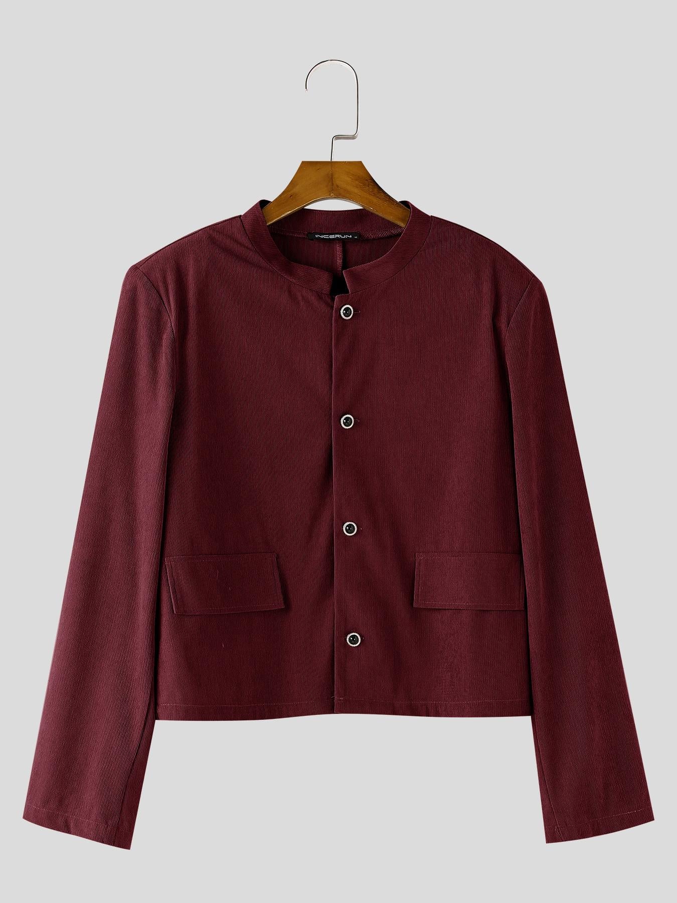 Burgundy Corduroy 2-Piece Set (Cropped Jacket + Wide-Leg Pants)