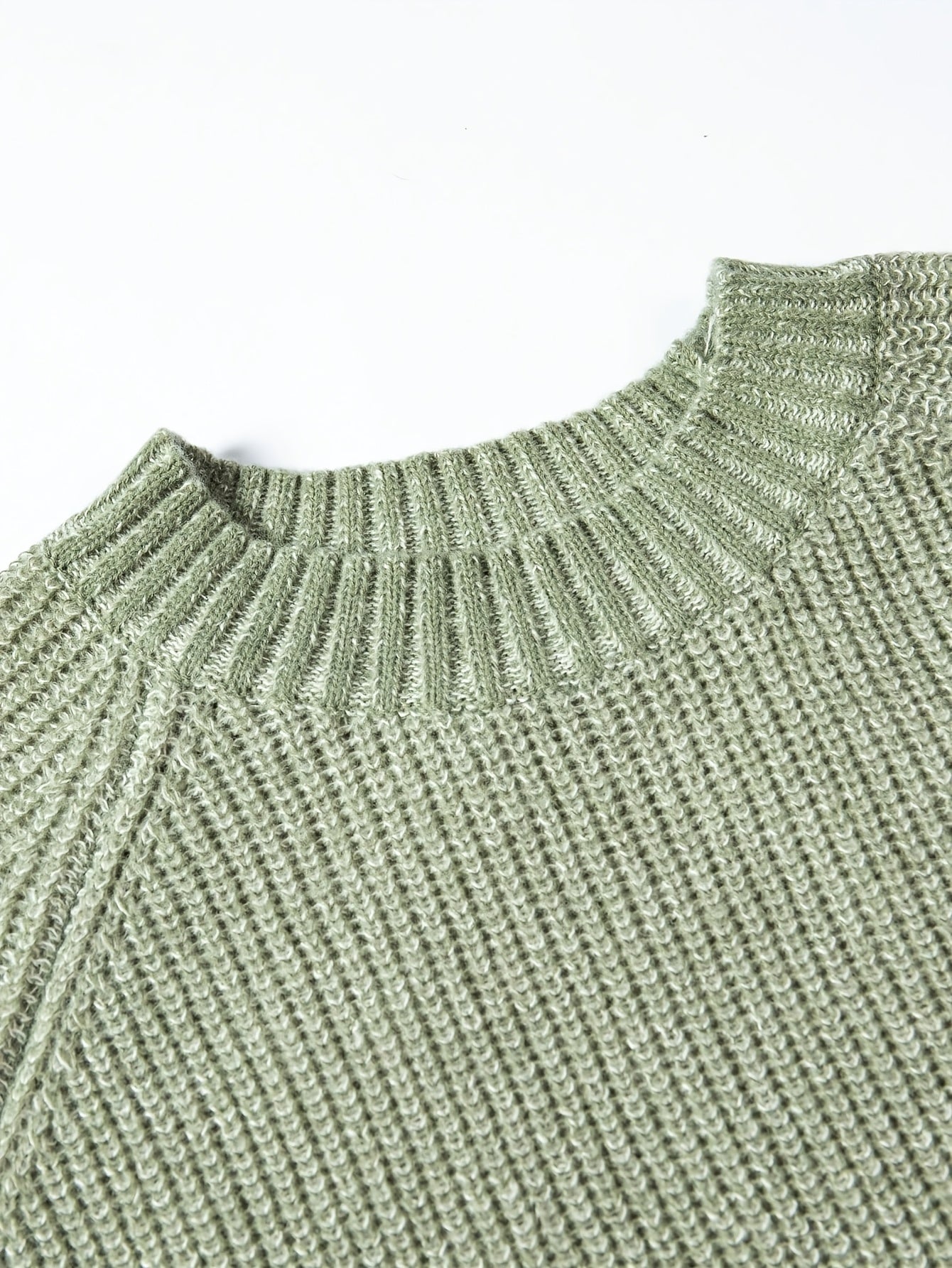 Light Mint Green Oversized Ribbed Knit Crewneck Sweater