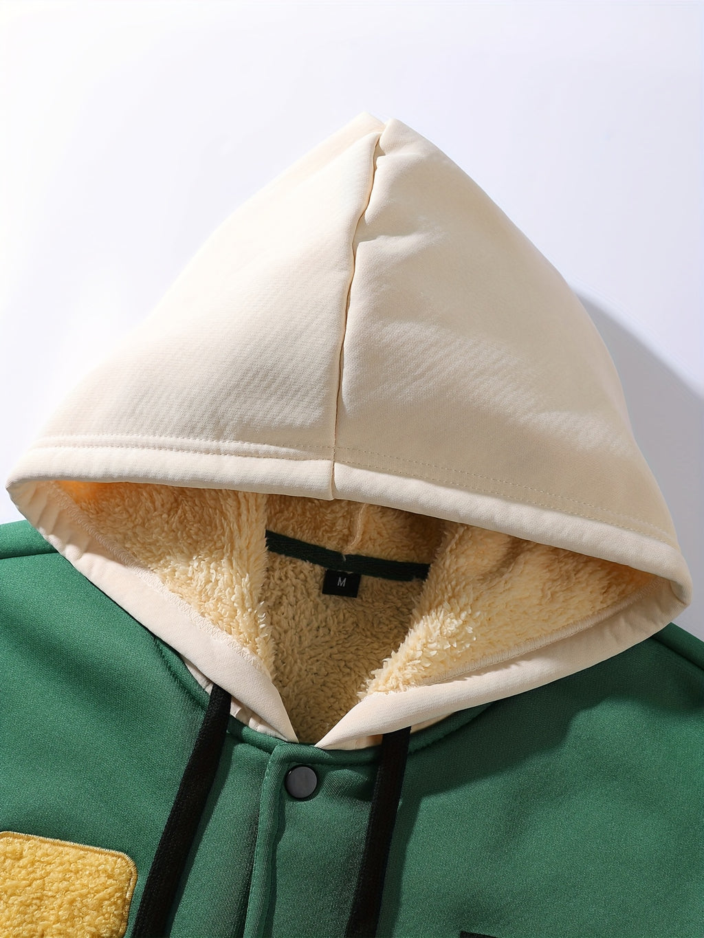 Green & Cream Fleece-Lined Hooded Varsity Jacket