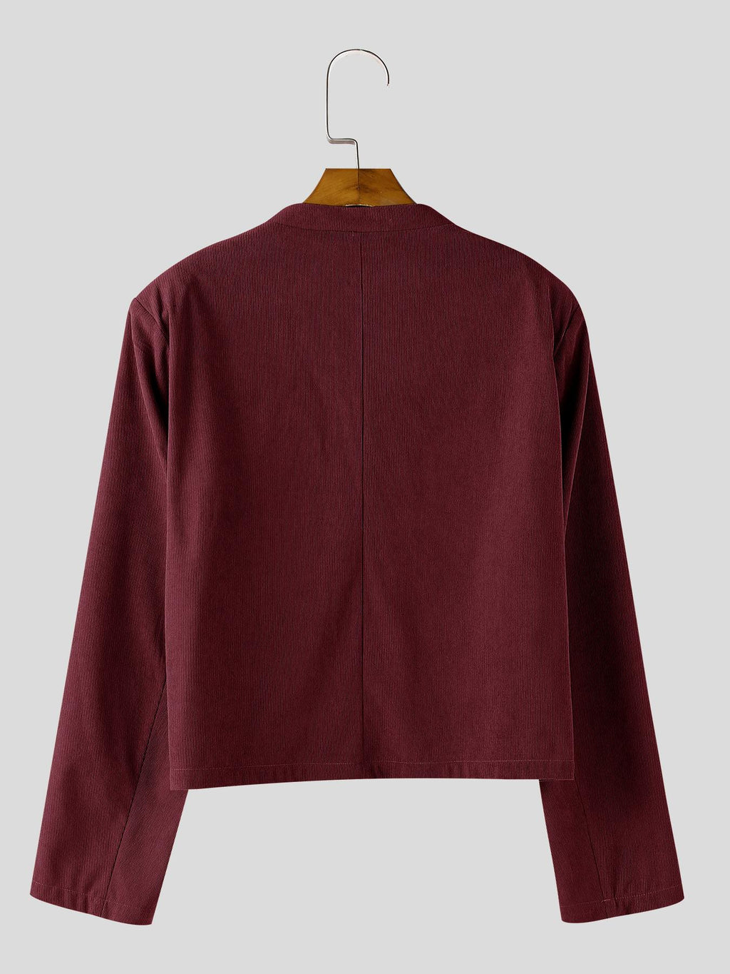 Burgundy Corduroy 2-Piece Set (Cropped Jacket + Wide-Leg Pants)
