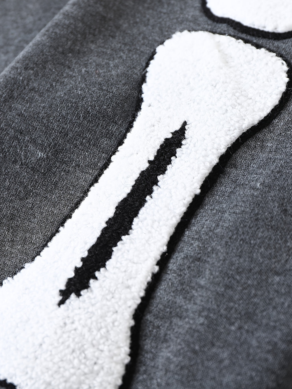 Dark Gray Skeleton Towel-Embroidered Baseball Jacket