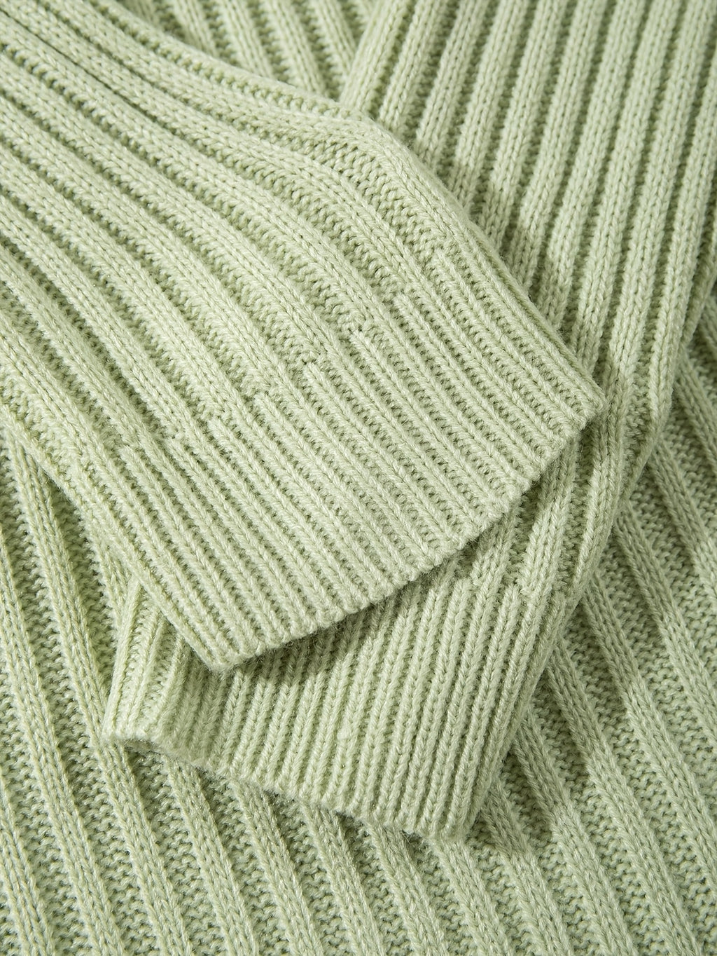 Light Mint Green Vertical Rib Knit Polo Sweater