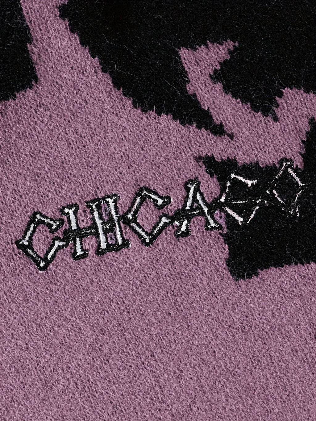 Dusty Purple & Black Skull Graphic Zip-Up Hooded Knit Sweater