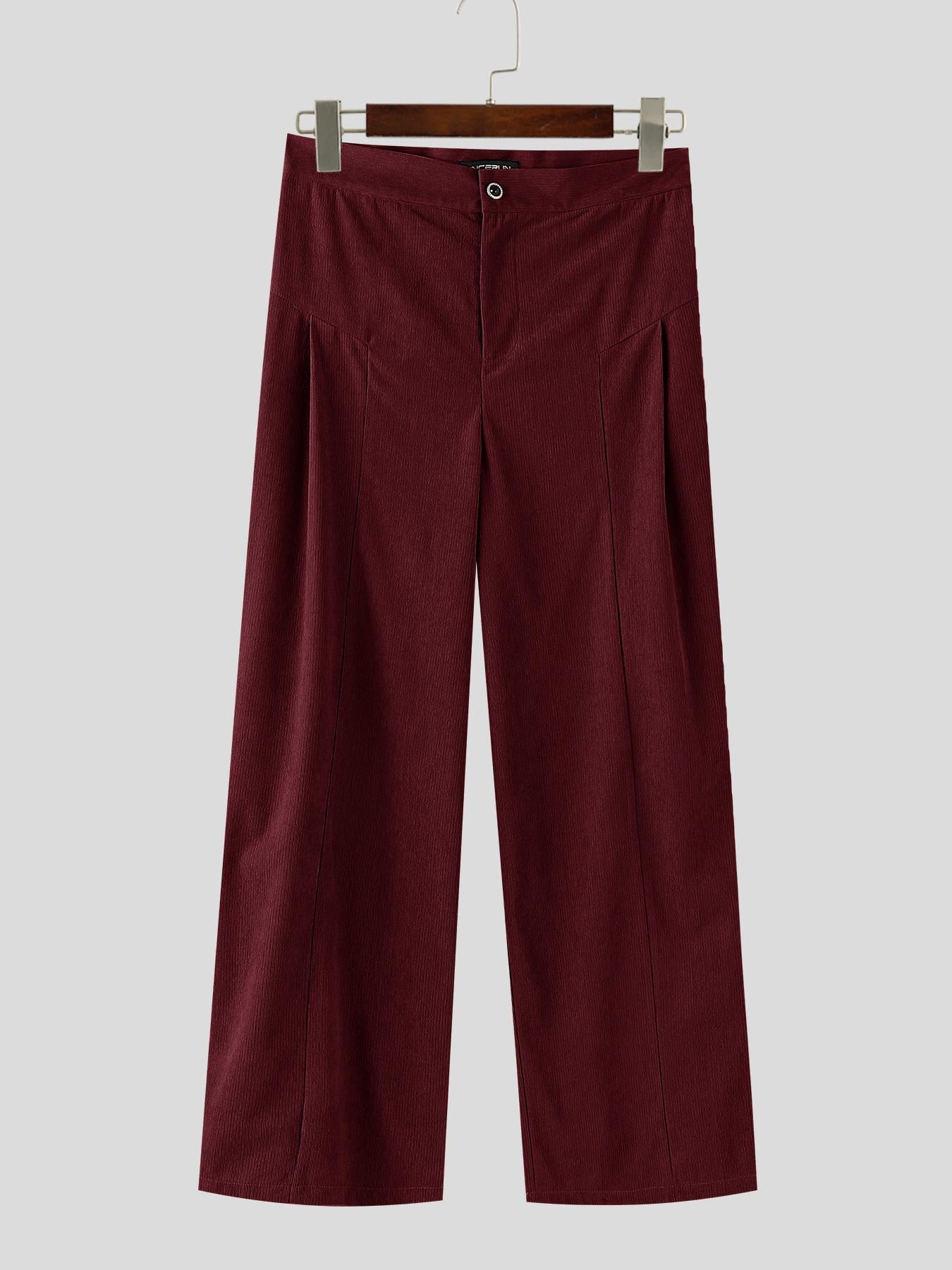 Burgundy Corduroy 2-Piece Set (Cropped Jacket + Wide-Leg Pants)