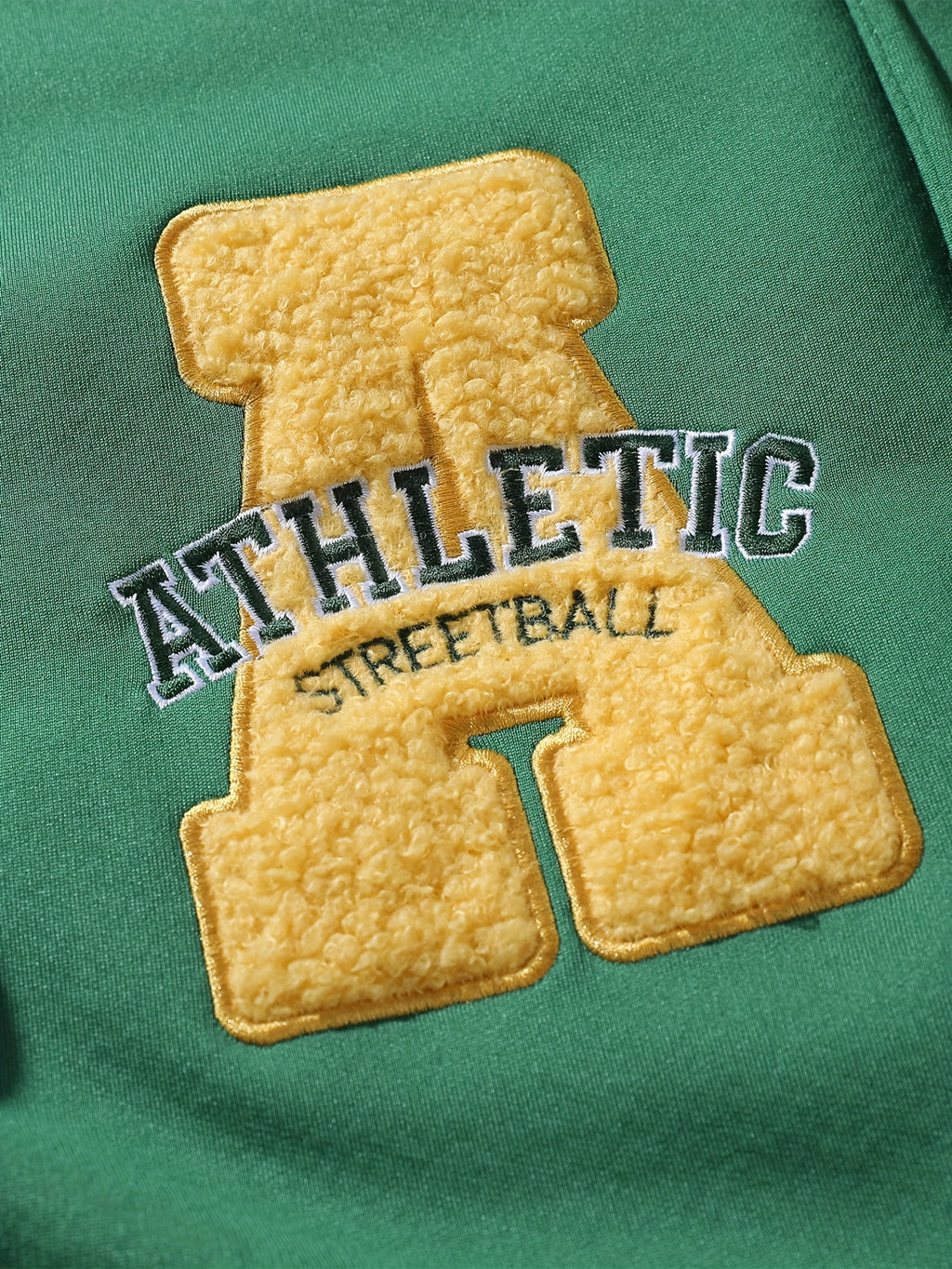 Green & Cream Fleece-Lined Hooded Varsity Jacket