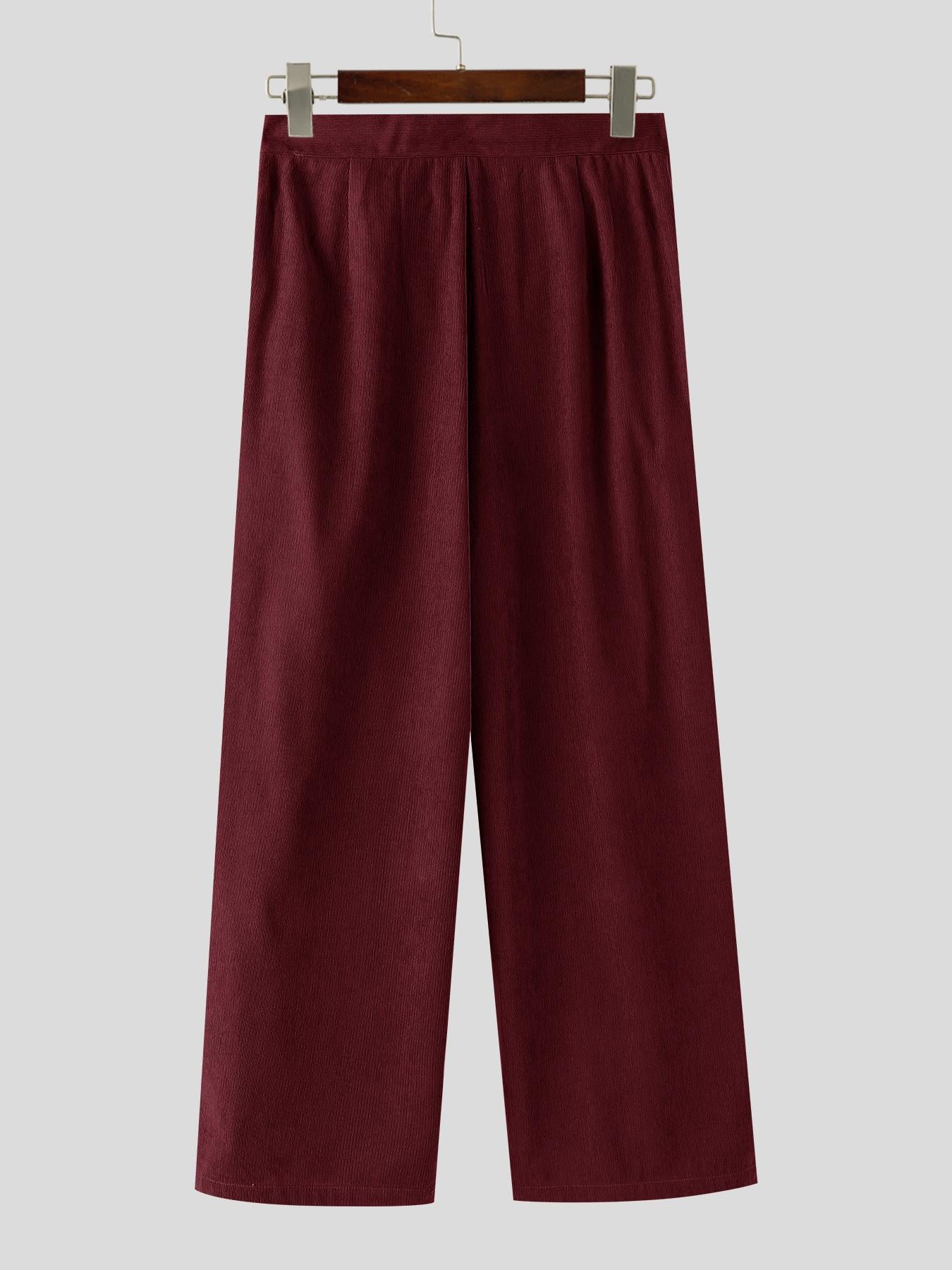 Burgundy Corduroy 2-Piece Set (Cropped Jacket + Wide-Leg Pants)