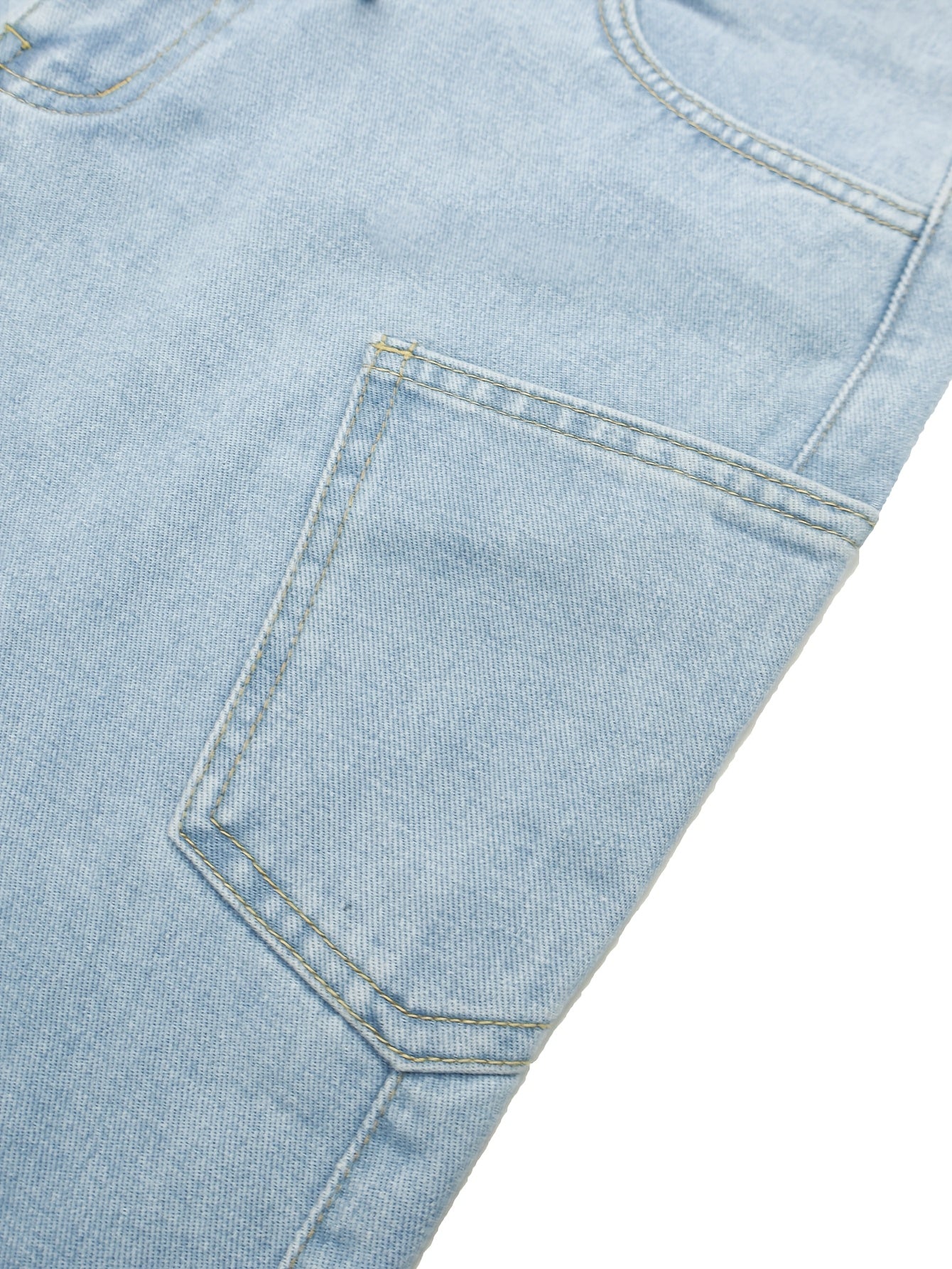 Light Blue Washed Wide-Leg Cargo Jeans