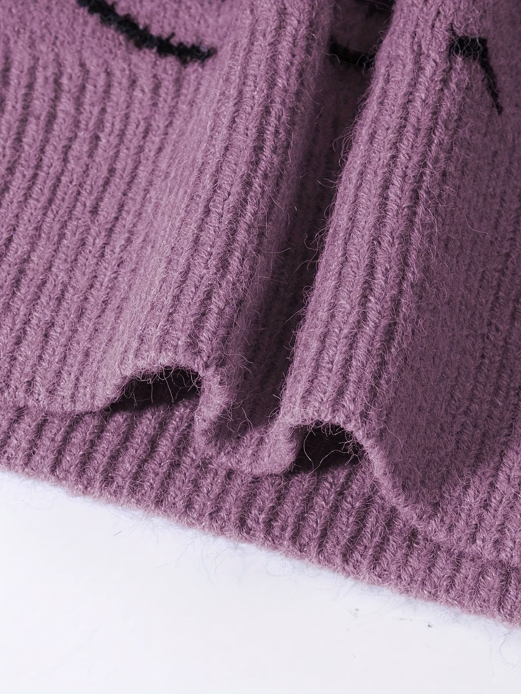 Dusty Purple & Black Skull Graphic Zip-Up Hooded Knit Sweater