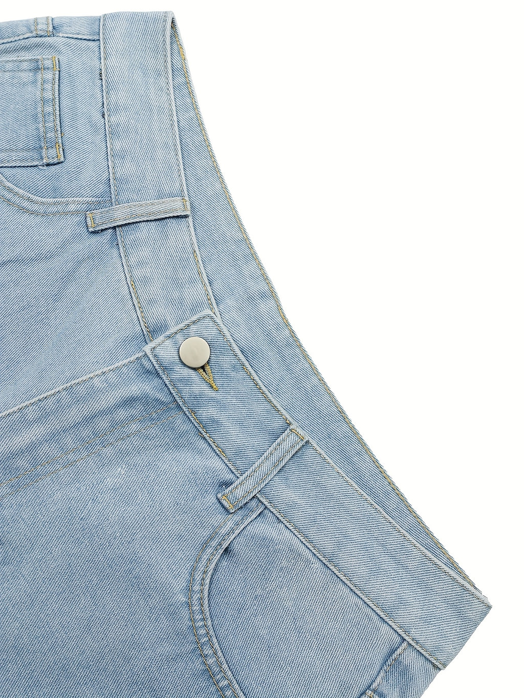Light Blue Washed Wide-Leg Cargo Jeans